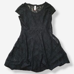 No Boundaries Black Floral Lace Mini/Midi Dress Inner Slip Dress Large